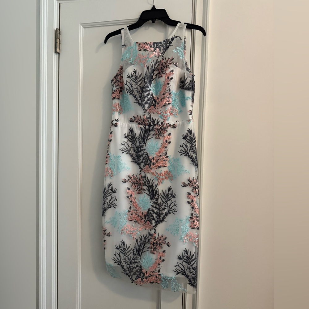 Nicole Miller Coral Embroidered Dress